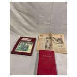 Assorted Printed Media Including Crimes and Punishment Book, Holy Bible, and Sports Newspaper Section from October 1988