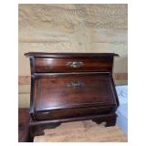 Wooden Bread Box with Upper Drawer and Lower Tilt-Out Compartment