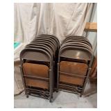 Metal Folding Chairs with Wood Veneer Seats, Stacked Set of 24