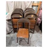 Metal Folding Chairs with Wood Veneer Seats and Backs, Lot of 24