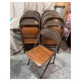 Metal Folding Chairs with Wooden Seats, Group of Twenty-Four