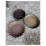 Three Metal Basins and Pans