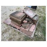 Pallet of Red Concrete Pavers and Edging Stones