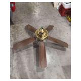 Sears Roebuck and Co. Brass Ceiling Fan with Light Fixture and Wood Grain Blades