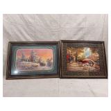 Framed Prints of Winter Landscape and European Street Scene