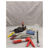 Assorted Tools and Equipment Including Montgomery Ward Tile Cutter and Caulking Gun
