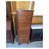 Tall Wooden Four-Drawer Filing Cabinet with Metal Hardware