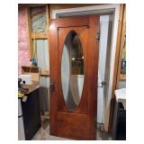 Wooden Interior Door with Oval Glass Insert and Hardware