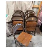 Group of Metal Folding Chairs with Wooden Seats