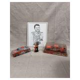 Tony Stewart NASCAR Driver Memorabilia Set Including Diecast Car, Tin, Figurine, and Print