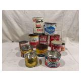 Group of Metal Advertising Cans and Tins Including Coffee, Lard, and Hand Cleaner