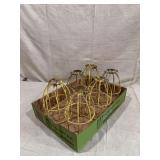 Set of Six Yellow Painted Metal Cage Light Guards