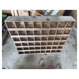 Wooden Multi-Compartment Hardware Storage Cabinet with Labeled Sizing Slats