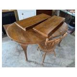 Oak Extension Table with Two Leaves and Matching Chair