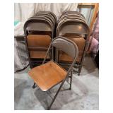 Metal Folding Chairs with Wooden Seats, Group of Twenty-Four