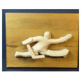 Hand Carved 3D Wood Goaltender Plaque