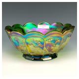 Fenton Green Singing BIrds Bowl