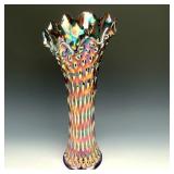 Fenton Blue Rustic Funeral Vase