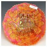 Fenton Marigold Peacock & Urn Plate