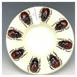 Czech Milkglass Decorated Beetle Ashtray