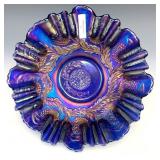 Fenton Blue Ten Mums Bowl