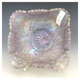 US Glass Ice Lavendar Cosmos & Cane Bowl