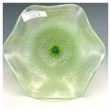 Northwood Ice Green Hearts & Flowers Compote