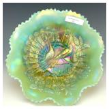 Northwood Aqua Opal Peacocks Bowl