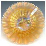 Northwood Peach Opal Peacocks Bowl