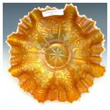 Fenton Peach Opal Peacock & Grape Bowl