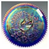 Northwood Elec Blue Peacocks Plate