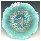 Northwood Ice Blue Opal Peacocks Bowl
