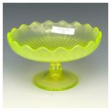 Fenton Vaseline Stippled Rays Compote