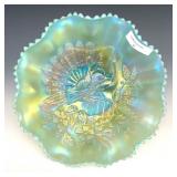 Northwood Ice Blue Opal Peacocks Bowl