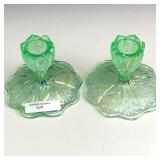 LIG Ice Green Acanthus Leaf Candle Holder Set