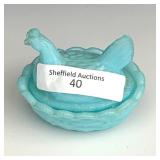 Westmoreland Blue Mini Hen on Nest