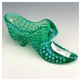 Fenton Teal Opal Hobnail Cat Slipper