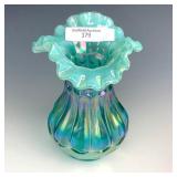 Fenton Aqua Opal Thumbprint & Oval Vase