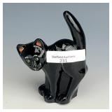 Fenton Ebony Decorated & Signed Cat