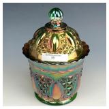 IG Green Beaded Jewel Covered Dish