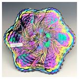 Westmoreland Blk Amethyst Peacock Tail&Daisy Plate