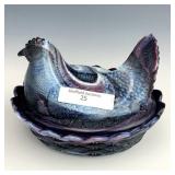 Mosser Purple Slag  Hen on Nest Dish