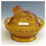IG Amber Lion Covered Dish