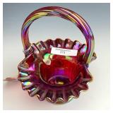 Fenton Red Puffy Rose Basket