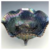 IG Smoke Lustre Rose Ruffled Footed Bowl