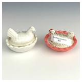 Westmoreland Hen on Nest Base & Porcelian Lot