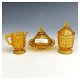 McKee Glass Amber Waffle & Button Child Set