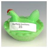 Westmoreland Green on Milkglass Mini Hen on Nest