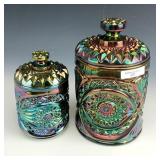 IG Green Hobstar Sugar & Cookie Jar Lot