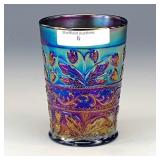 Fenton Electric Blue Strawberry Scroll Tumbler